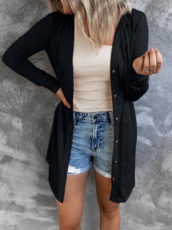 Sweaters - Black Voidism Lightweight Button Down Cardigan